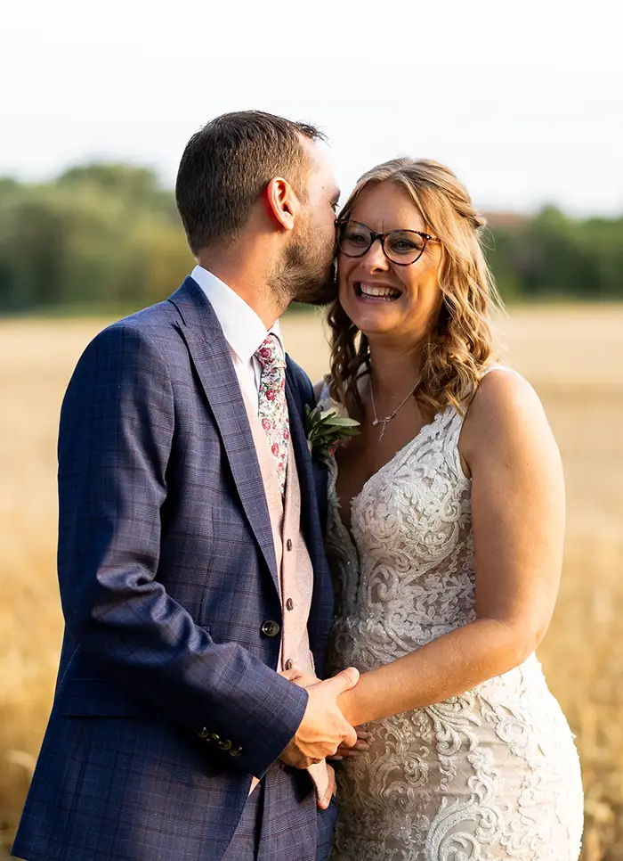 bride and groom happy