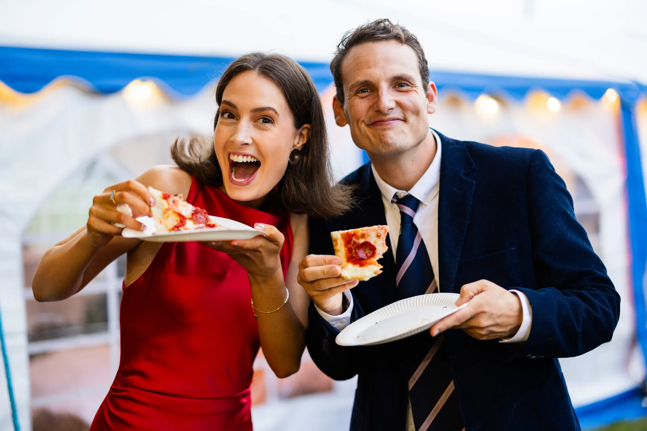 Wedding Guests Enjoying Pizza